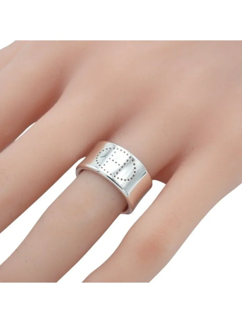 Hermes Eclipse Ribbon GM 52 Ring 925 Sterling Silver
